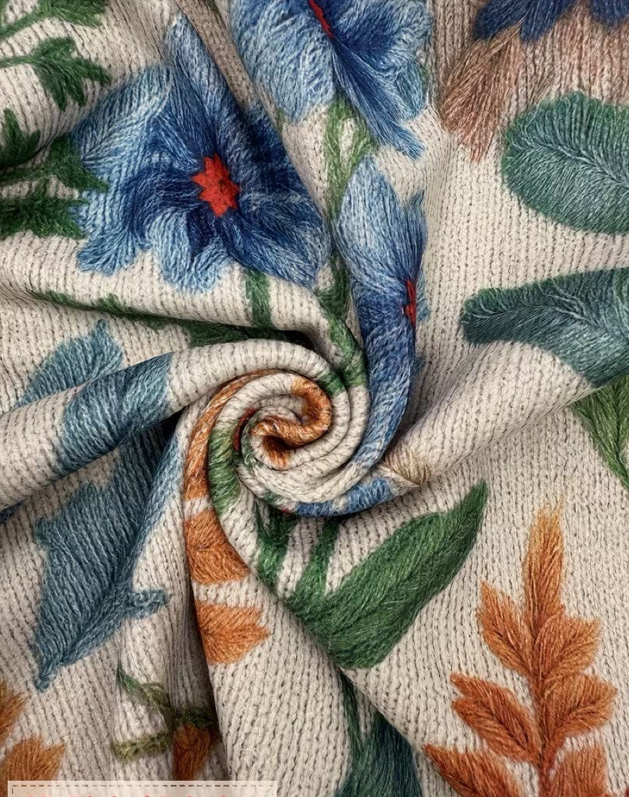 Cardigan con Zip e Fiori di Campo