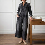 Anaïs | Salopette in denim vintage con bottoni