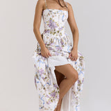 Kessara - Elegante maxi abito estivo con stampa floreale e spalline sottili