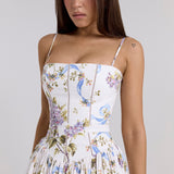 Kessara - Elegante maxi abito estivo con stampa floreale e spalline sottili