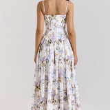 Kessara - Elegante maxi abito estivo con stampa floreale e spalline sottili